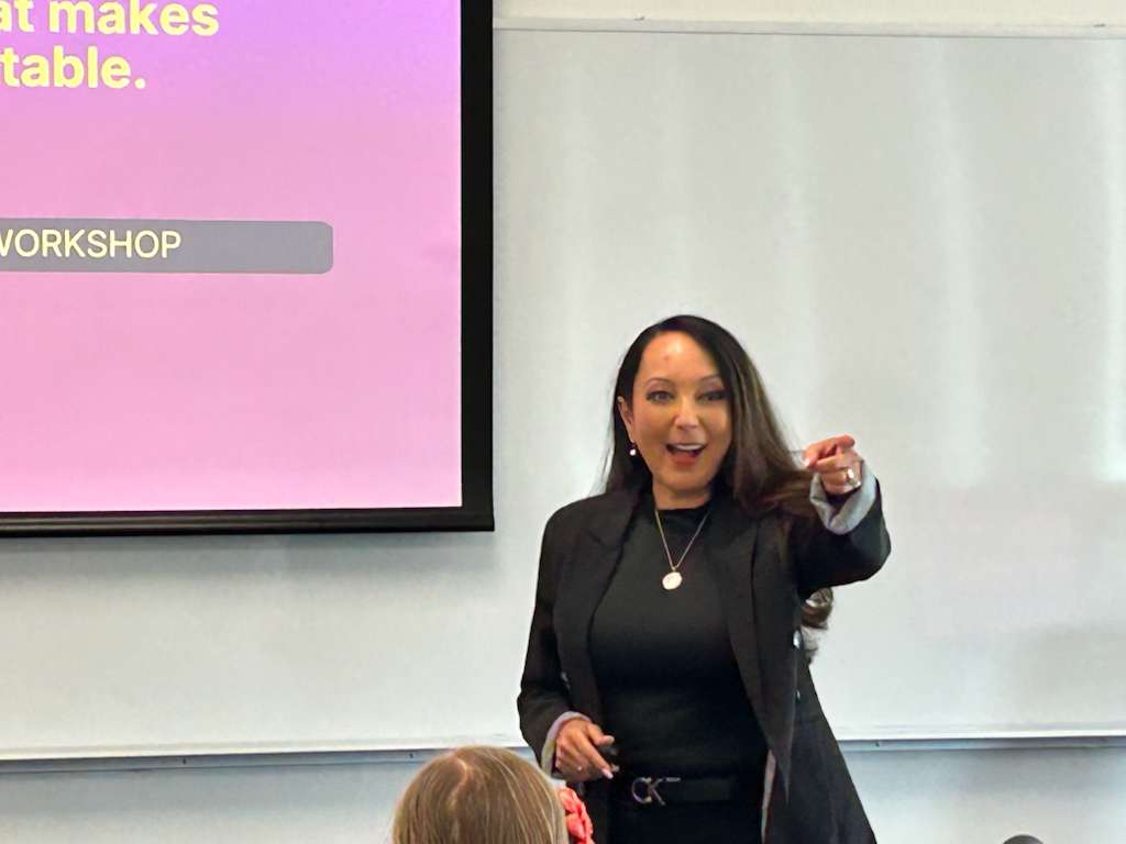 Jo speaking at the live workshop
